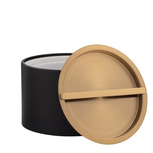 Seau à glace rond noir mat avec bord doré, seau à boissons en métal à double paroi, moderne et luxueux - Product Image 3