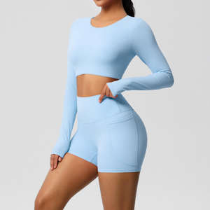 Ensemble de vêtements de sport pour femmes 2 pièces sans couture 2025 avec poches, vêtements de yoga et de fitness, tenue de sport personnalisable pour la salle de sport - Product Image 4