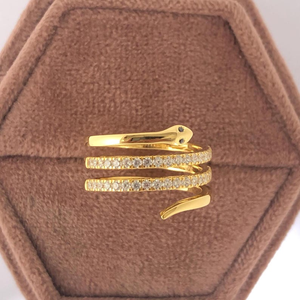 Anillo de Oro Blanco Macizo con Diamantes Redondos, Diseño Espiral Envolvente de Serpiente, Regalo de Aniversario, Joyería Fina, Anillo de Fiesta para Mujer, Pieza Destacada - Product Image 4