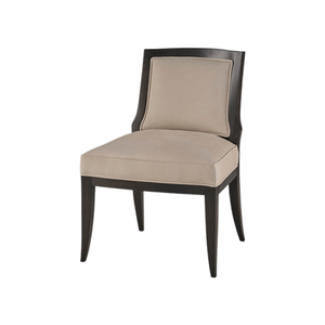 เก้าอี้รับประทานอาหารหุ้มเบาะสไตล์โมเดิร์นสุดหรู พร้อมโครงไม้สีเอสเพรสโซเข้ม และพนักพิงลายเรขาคณิตสีทองสุดพิเศษ สำหรับห้องรับประทานอาหาร - Product Image 1