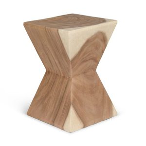 Taburete de madera geométrico angular, proveedor directo de fábrica, ecológico, venta al por mayor, mesa auxiliar de madera maciza escultural, precio bajo - Product Image 1