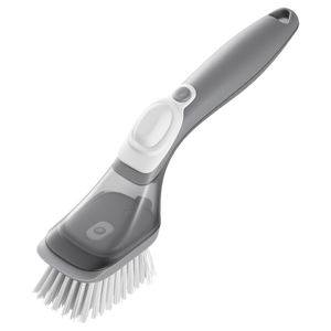 Spazzola per pentole con 3 testine, manico in PP e setole curve per la pulizia della cucina - Product Image 4