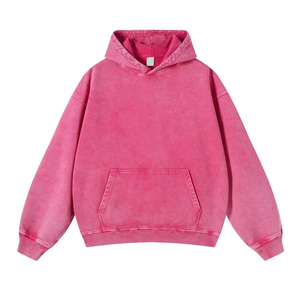 Sweat-shirt à capuche unisexe QIANSHI pour homme, coupe ample, effet délavé, 100% coton French Terry 400 GSM, style vintage, molleton de haute qualité - Product Image 1