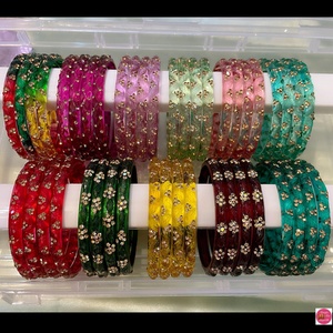 Pulseras de Vidrio de Circonia Talla 2.6/2.8: Pulseras de Vidrio de Colores Variados Estilo Indio y Pakistaní, Pulseras para Baby Shower - Product Image 6