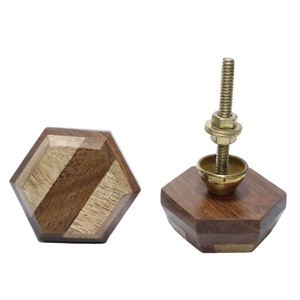 Modern Hexagon Wooden Drawer <b>Knob</b> Gold Inlay Cabinet <b>Handle</b> Decorative <b>Furniture</b> Pull <b>Knob</b> for Wardrobe Dresser Kitchen Door - Product Image 1