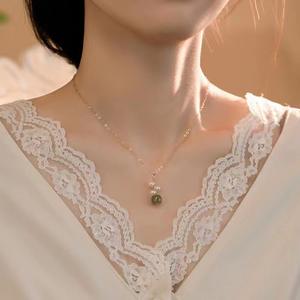 Collar de Perlas de Agua Dulce de Jade Natural de Hotan de Alta Calidad, Diseño Versátil, Cadena de Plata 925, Elegante Gargantilla Fina - Product Image 3