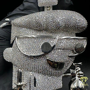 Pendentif en argent 925 avec personnage de dessin animé serti de pierres CZ micro-pavées, collier statement hip-hop - Product Image 2