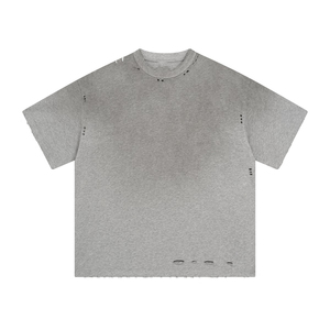 T-shirt formel pour homme personnalisé en coton 100% de haute qualité avec broderie vieillie et logo, style vintage délavé, vente en gros - Product Image 1
