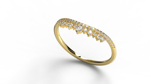 Anillo de compromiso y boda de lujo en oro de 18 quilates con diamante redondo en forma de V, anillo solitario apilable, joyería fina para mujer - Product Image 2