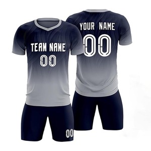 Ensemble maillot et short de football pour homme adulte 100 % coton, imprimé par transfert thermique, nom/numéro de l'équipe, taille élastique, respirant, uni - Product Image 5