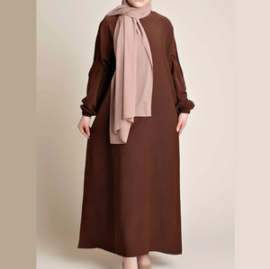 Abaya traditionnelle à manches longues pour femmes, couleur marron, robe ouverte assortie, abayas hijab, abayas longues pour femmes, style turc - Product Image 4