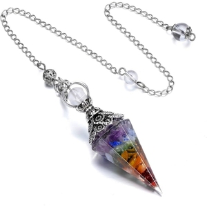 Péndulo Triangular de Orgón de 7 Chakras de la Mejor Calidad, Pulido, Estilo Feng Shui, Tallado en Ágata, Artesanía en Piedras Preciosas, Cristal Portátil - Product Image 1