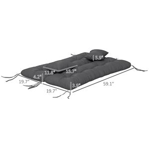 "Charcoal Gray Outdoor Bench <b>Cushions</b> & Pillows Set Including Replacement <b>Pad</b> Back <b>Cushion</b> 2 Pillows" - Product Image 3