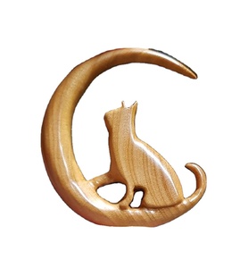 Pendientes de gota de tachuelas de gato y luna de alta calificación, Pendientes colgantes de cuentas de madera con borla larga geométrica Vintage para mujer a bajo precio - Product Image 1