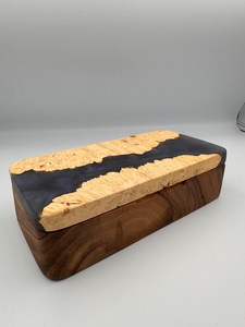 Wooden Jewelry Box With Epoxy <b>Resin</b> Inlay Gray Felt Lined Compartment Storage For Rings And Necklaces With <b>Resin</b> <b>Crafts</b> - Product Image 6