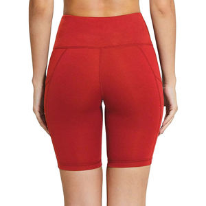 Shorts de yoga taille haute pour femme, extensibles dans quatre directions, avec découpes et poches, bas de sport sans coutures - Matière Spandex/Nylon - Product Image 2