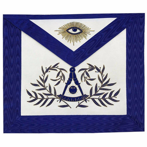 Delantal Masónico de Past Master para Logia Azul, Bordado a Mano en Azul y Dorado, Durabilidad, Presentación Profesional, Venta al por Mayor - Product Image 4