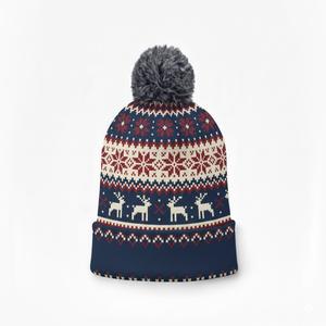 Bonnets d'hiver tricotés 100 % laine unisexe personnalisables avec logo sur mesure, ajustement réglable et impression numérique jacquard 2026 - Product Image 1