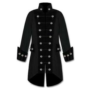 Uniforme de pirata gótico vampiro con ribetes de terciopelo negro y rojo - Product Image 3