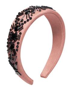 Diadema Exclusiva Negra con Flores y Cuentas, Hecha a Mano con Pedrería de Cristal, Adorno de Moda para el Cabello, Estilo Boutique - Product Image 2