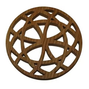 Quatrefoil Scroll Cutout <b>Wooden</b> Trivet Natural Wood Heat Resistant Hot <b>Pot</b> <b>Pan</b> Holder Traditional Table Mat Classic Kitchen Use - Product Image 4