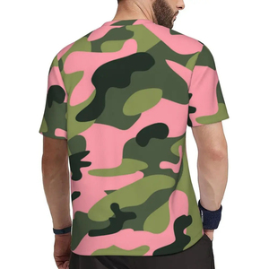 Camiseta de Manga Corta con Estampado de Camuflaje Rosa para Hombre, Logotipo Personalizado, Premium, Corte Regular, Cuello Redondo, Estilo Casual, Tejido Transpirable - Product Image 3