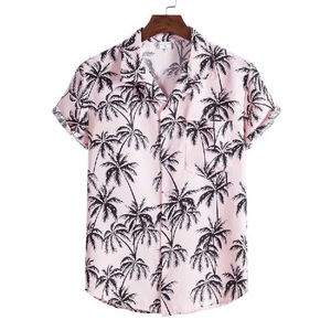 เสื้อเชิ้ตแขนสั้นพิมพ์ลายฮาวายประดับลูกปัดระบายอากาศได้ดีสำหรับผู้ชายไซส์ยุโรปสำหรับใส่ไปชายหาด - Product Image 1