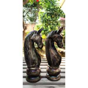 Hand Carved <b>Wooden</b> Horse <b>Bookends</b> Model 1 Sculpture - Product Image 2