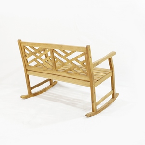 Top Rated Eco-Friendly Durable Solid Hardwood Minimalist Villa <b>Garden</b> <b>Loveseat</b>-Weather-resistant Modern Porch Rocker Bench - Product Image 3