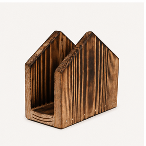 Handmade Rustic Brown Wooden Napkin <b>Holder</b> Solid Mango Wood <b>Tissue</b> Paper Stand For <b>Kitchen</b> Restaurant And Hotel Tabletop Decor - Product Image 1