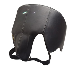PU Leather Sanda MMA <b>Boxing</b> <b>Sparring</b> <b>Set</b> Laced Gloves Headgear Groin Guard Blue Golden Non-Slip Moisture-Wicking - Product Image 3