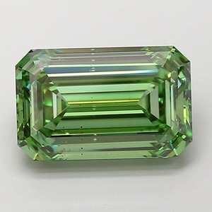 Diamant de laboratoire de 5,00 carats, taille émeraude, vert vif fantaisie, clarté SI1, polissage excellent, pierre précieuse non montée - Product Image 1