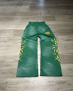 Men's Vintage Sun Faded 100% Cotton Heavyweight Eco-Friendly Breathable Sweatpants Flared Jogger <b>Pants</b> Rhinestone Design Trouser - Product Image 2