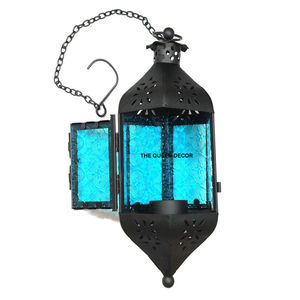 Wholesale Indian Luxury Lantern Latest Design <b>Decorative</b> <b>Moroccan</b> Lantern Multi Color Glass Metal Tabletop - Product Image 6