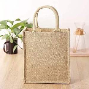 Sac messager pour femme en lin recyclé et jute, sac à main avec poignées, sac fourre-tout écologique pour usage quotidien, shopping, voyage, cadeau - Product Image 1