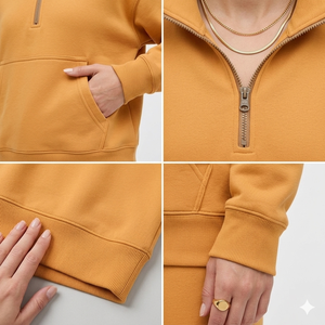 Sweat-shirt à col zippé pour femme, en molleton, style streetwear décontracté, épaules tombantes, respirant, écologique, avec motifs - Product Image 5