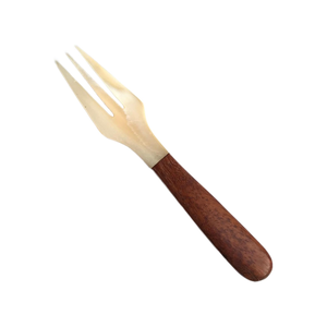 High Quality Natural Mother of Pearl Fork with Wooden <b>Handle</b> for Caviar, Ice Cream, Coffee Serving from Vietnam - Product Image 1