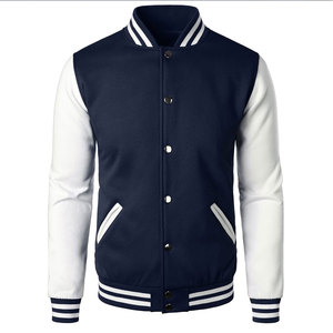 Veste de sport multicolores de haute qualité pour hommes, manches en laine/viscose blanches, tissu 100% coton, col rond, streetwear - Product Image 1
