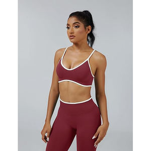 Ensemble de yoga taille haute pour femme, soutien-gorge de sport rembourré sans couture ultra doux, leggings taille haute froncés anti-cellulite en nylon et élasthanne - Product Image 4