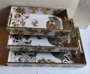 ถาดเสิร์ฟไม้ MDF พรีเมียมแบบดั้งเดิม ผลิตด้วยมือ สำหรับใช้ในบ้าน โรงแรม ร้านอาหาร - ของตกแต่งโต๊ะอาหาร - Product Image 4