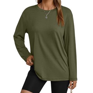 Sudadera Casual Oversize para Mujer con Cuello Redondo y Dobladillo Asimétrico, Color Verde Oliva, de Mezcla de Algodón Resistente, para Uso Diario - Product Image 1