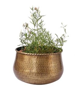 Macetas redondas decorativas de metal martillado dorado para uso en interiores y exteriores, macetas de metal para flores, macetas decorativas para el hogar - Product Image 6