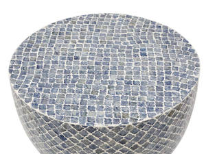 Blue Scallop Drum Accent <b>Stools</b> Mother of Pearl Handcrafted Mosaic <b>Small</b> Side Table For Living Room Bedroom Decor Use - Product Image 4