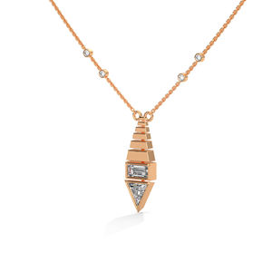 Collier pendentif en or rose avec diamant, serti d'une pierre solitaire de laboratoire, pour femme moderne, idéal comme cadeau - Product Image 2