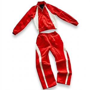 Artículos de Alta Venta, Conjuntos de Pantalones Cortavientos de Nailon Rojos y Blancos con Logotipo Personalizado para Hombre, Ropa Deportiva Transpirable, Chaquetas de Estilo Urbano para Hombre - Product Image 1