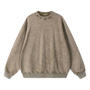 เสื้อสเวตเชิ้ตคอกลมโอเวอร์ไซส์ ยูนิเซ็กซ์ ผ้าฝ้ายถัก 100% ทรงปกติ สวมใส่สบายๆ สำหรับฤดูใบไม้ร่วง แขนยาว สีพื้น - Product Image 1