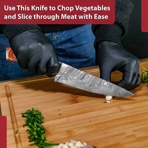 Couteau de Chef de Cuisine en Acier Damas Fait Main, Manche Ergonomique en Résine Ambidextre, Finition Brossée, Qualité Supérieure, OEM - Product Image 4