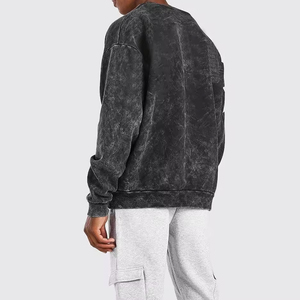 Sudadera Oversize de Algodón Lavado para Hombre, Manga Larga, Cuello Redondo, Color Liso, Estilo Casual, Tejido, Top de Streetwear - Product Image 5
