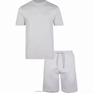 OEM Wholesale Customized Breathable <b>Men</b> Summer Sets Short Sleeve T-<b>Shirt</b> Shorts Gym Fitness Printed <b>Fleece</b> Polyester/Cotton - Product Image 1