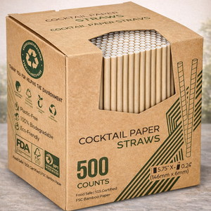 Pajitas de Papel Kraft 100% Compostables de Grado Alimenticio de Alta Calidad para Bebidas Frías y Té de Burbujas - Product Image 1
